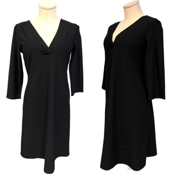 Eileen Fisher Rayon Blend Simple Black Dress - Picture 1 of 12